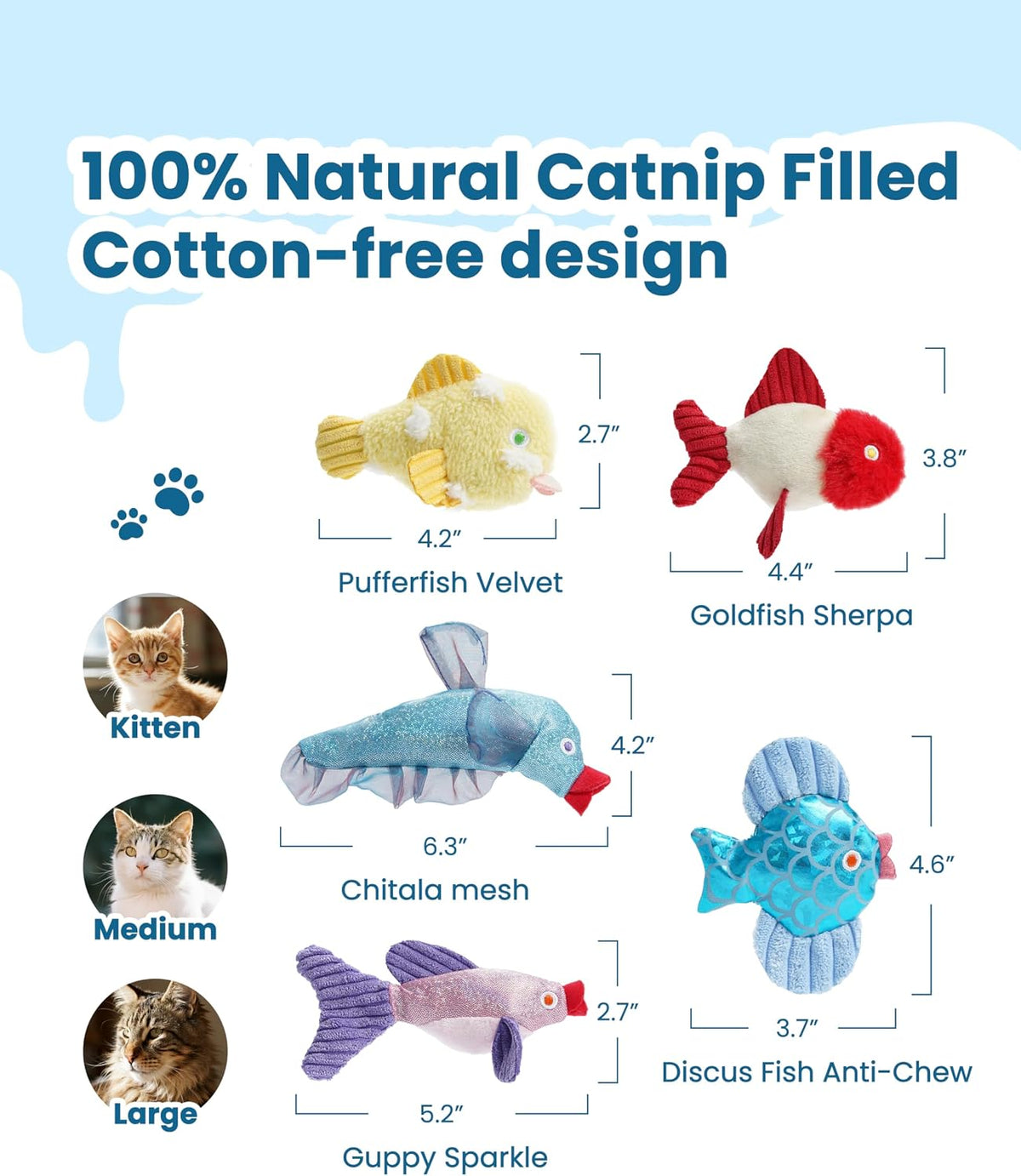 Nocciola Sardines Catnip Toys for Indoor Cats - colorful - image 3