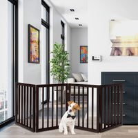 Pet Gate, 4-Panel Indoor Foldable Dog Fence for Stairs, Hallways - Brown / 4 Panel - image 2
