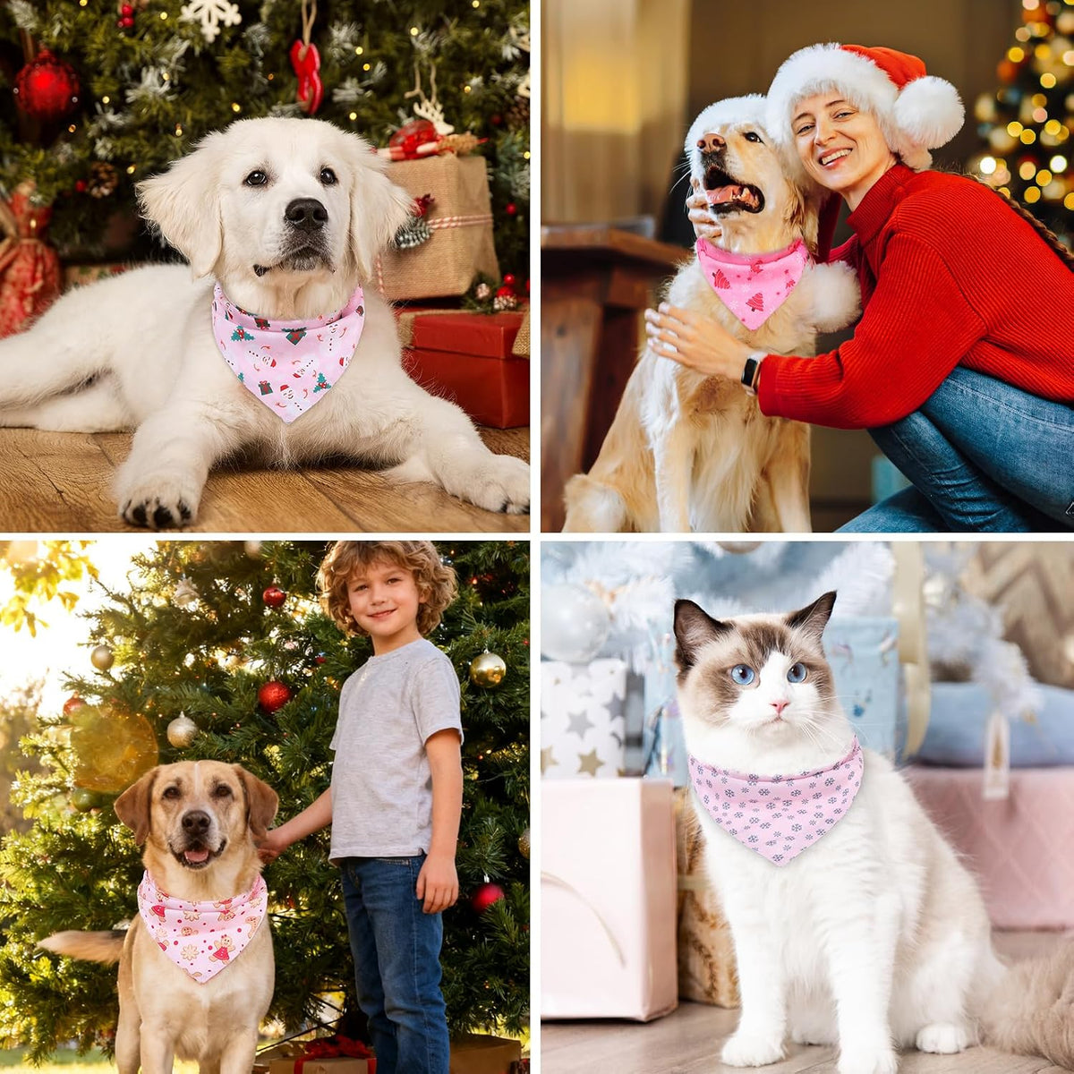 PAWCHIE Dog Bandanas Small Reversible Styles Pet Triangle Scarf Bibs - Christmas Style / Large - image 3