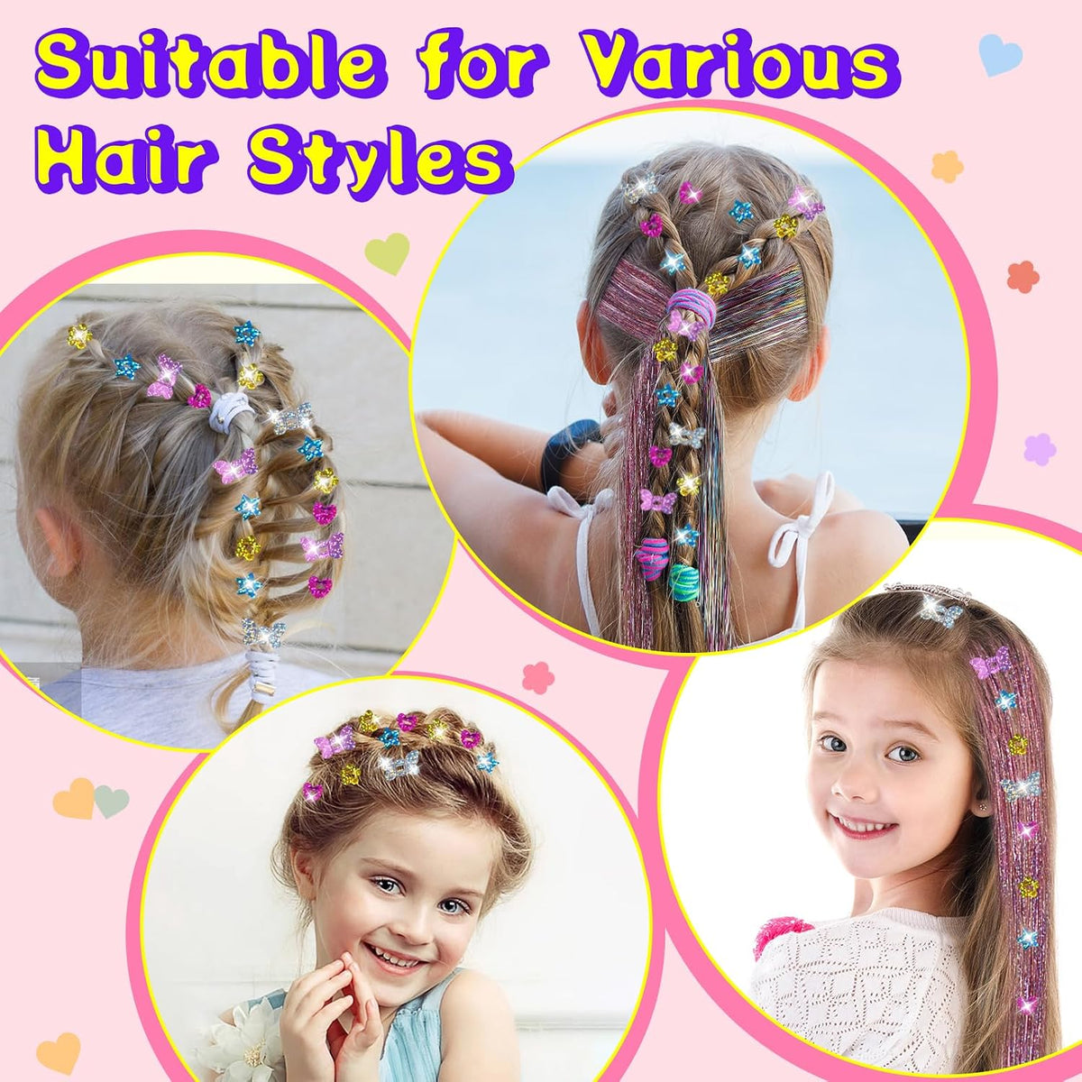AOSITE hair bedazzler gem stamper kit with glitter pieces, wig pieces, mirror and box - view 11