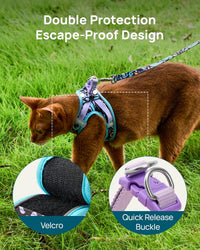 Upgraded Cat Harness and Leash Set - Blue Butterfly Magic / L - image 4