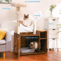 Hey-brother Cat Tree Tower - L (28.3"×17.7"×48.0") / Rustic Brown - image 2