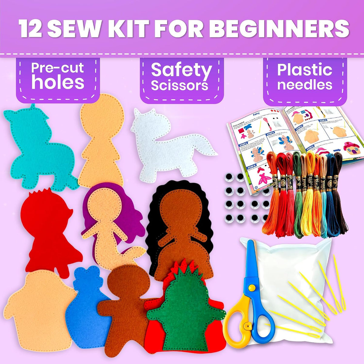 QUOKKA kids sewing kit with 12 felt toy projects and storage box - view 16