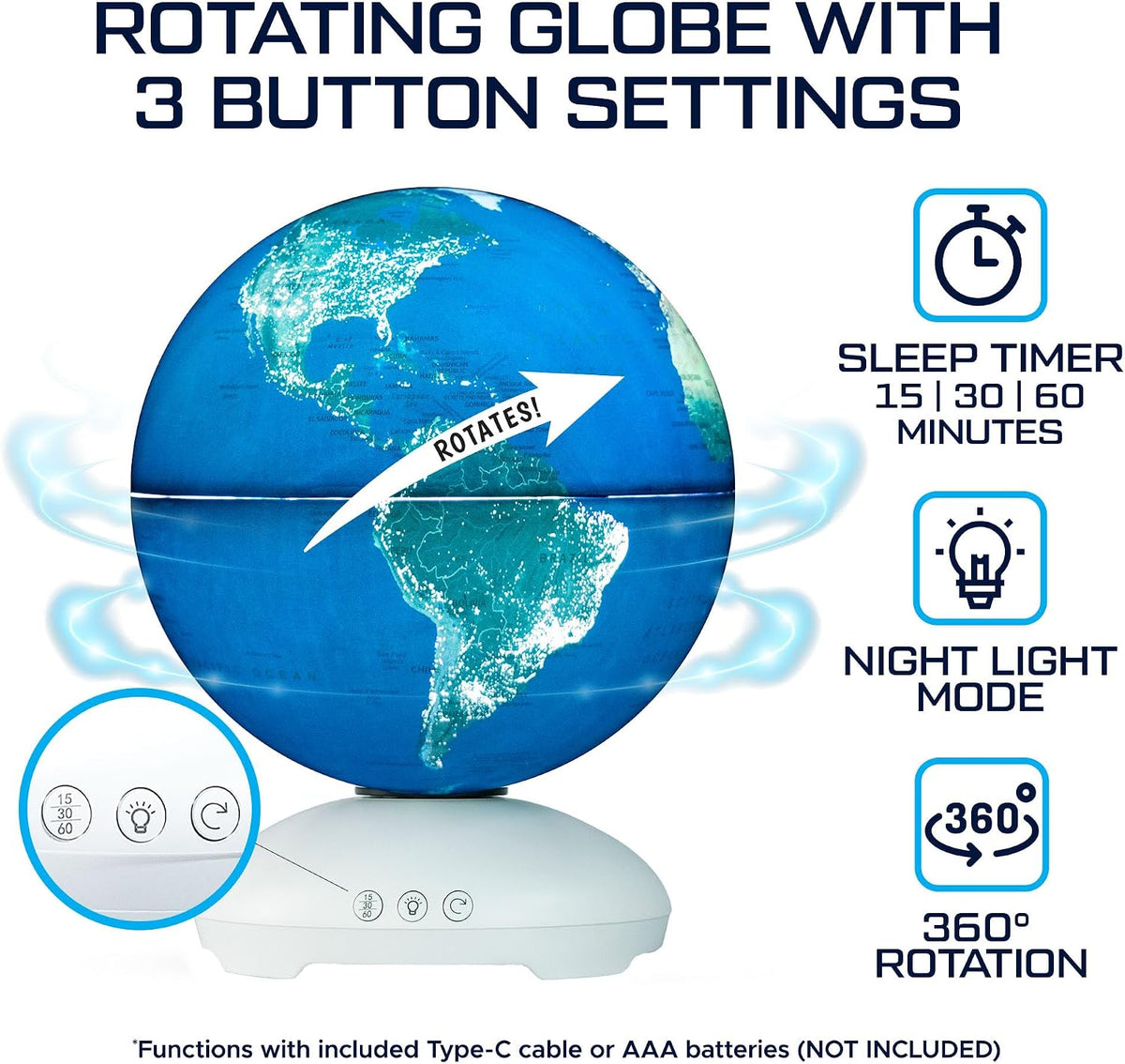 USA Toyz Illuminated World Globe with Stand - 7.9" Diameter - image 3