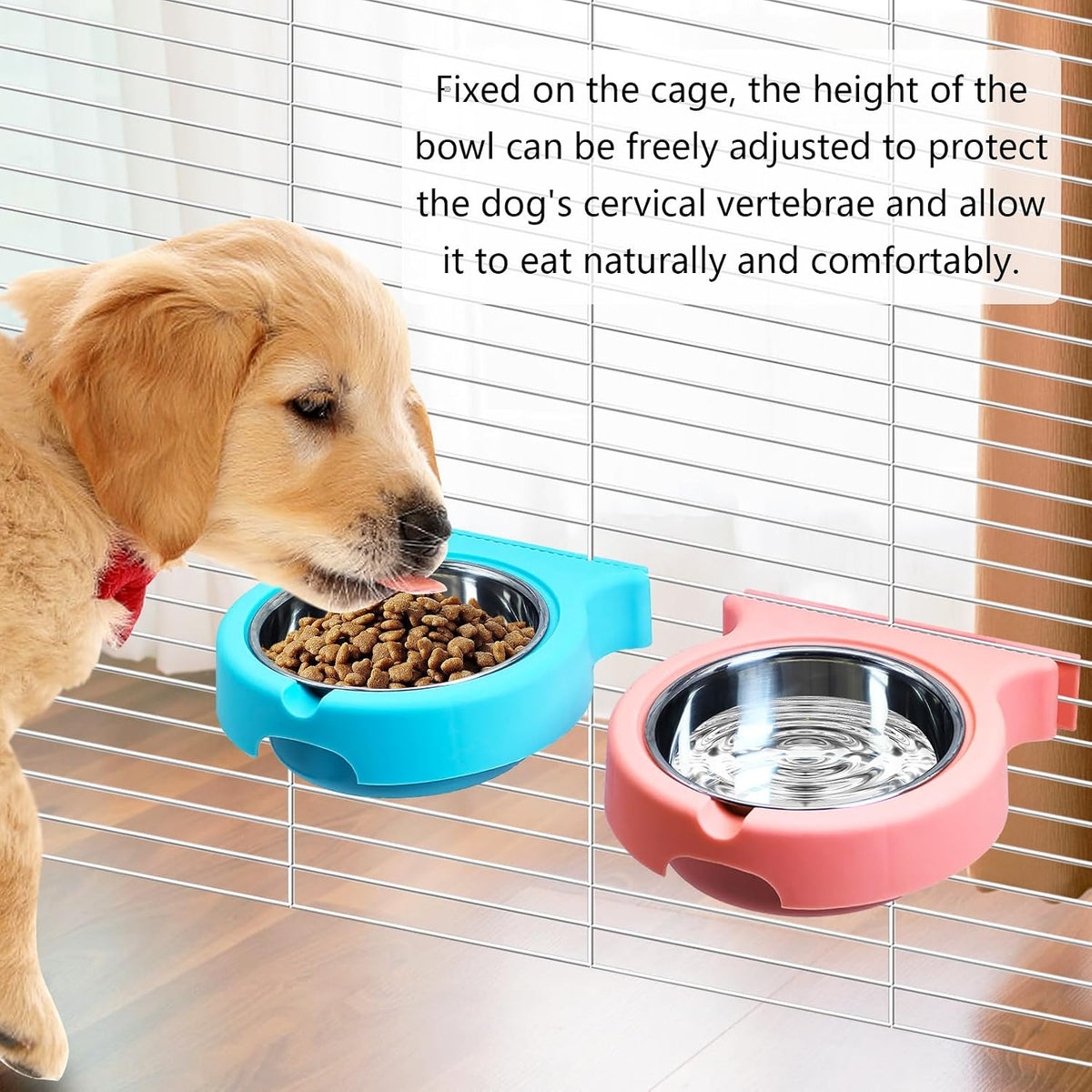 2PCS Stainless Steel Dog Bowls Set Removable Puppy Food and Water - 2 PCS / Standard (Blue, Pink) - image 4