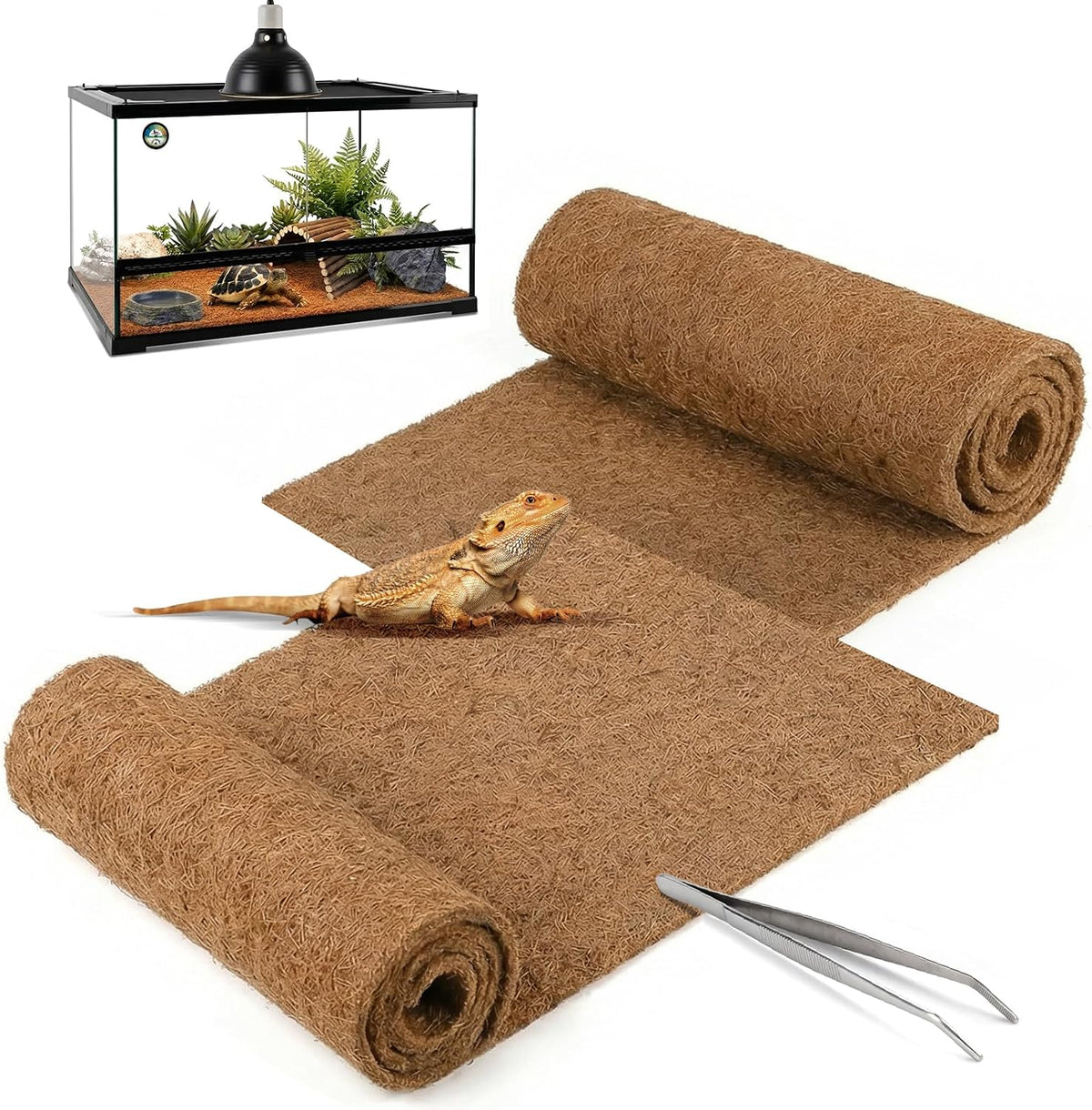 Reptile Carpet 30"x12" 2 PCS Coconut Fiber Mat for 20 Gallon Reptile