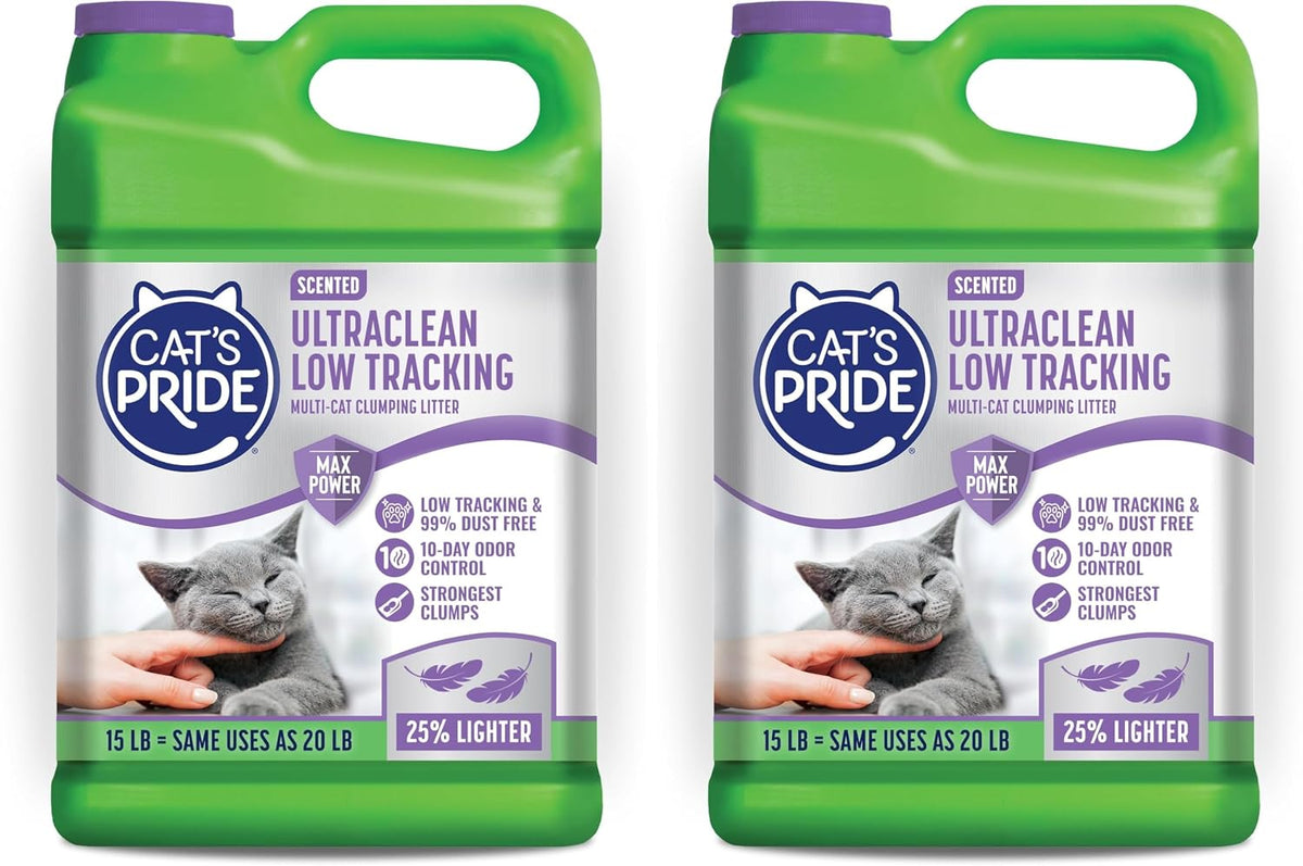 Cat's Pride UltraClean Low Tracking Powerful Clumping Litter - 15 Pound (Pack of 2) / Scented Low Tracking