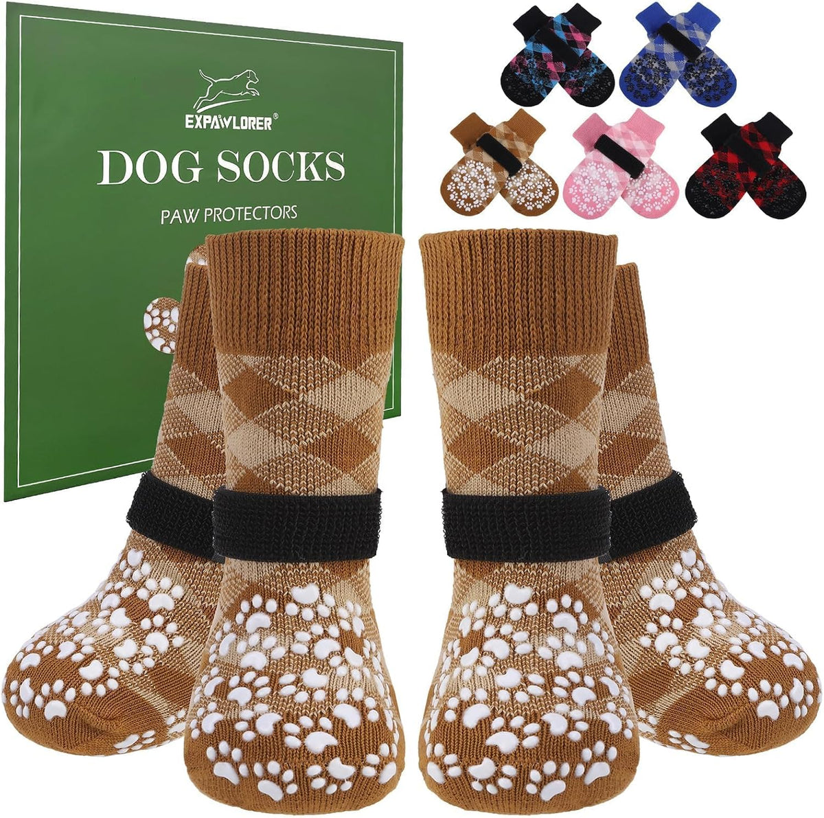 EXPAWLORER Dog Socks for Hot Pavement Summer to Prevent Licking Paws - X-Small / Khaki