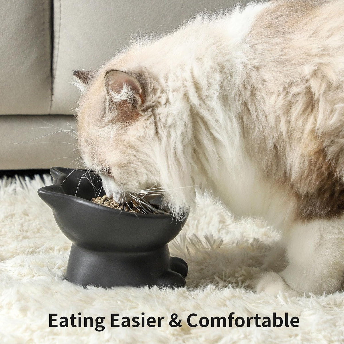 Nihow Ceramic Basic Cat Bowls: 5 Inch Cat Bowl for Food & Water – Essentials for Cats - 4.5 OZ / Matte Black - image 4