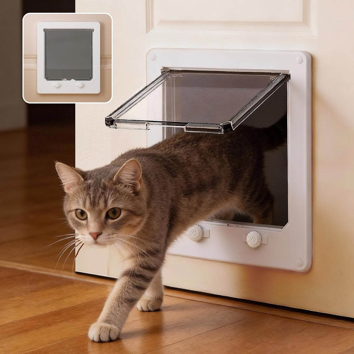 LIBBEPET Cat Door Interior Door - L - Inner Size: 7.1"W x 7.7"H