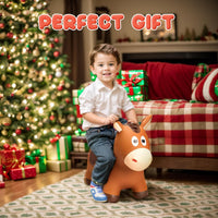 VangeBow Bouncy Horse Animal Hopper Toy for Toddlers 1-5 – Fun for Kids & Family - Brown Saddle Horse - image 2