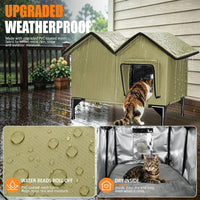 Outdoor Heated Cat House for Outside - Green / L - image 3