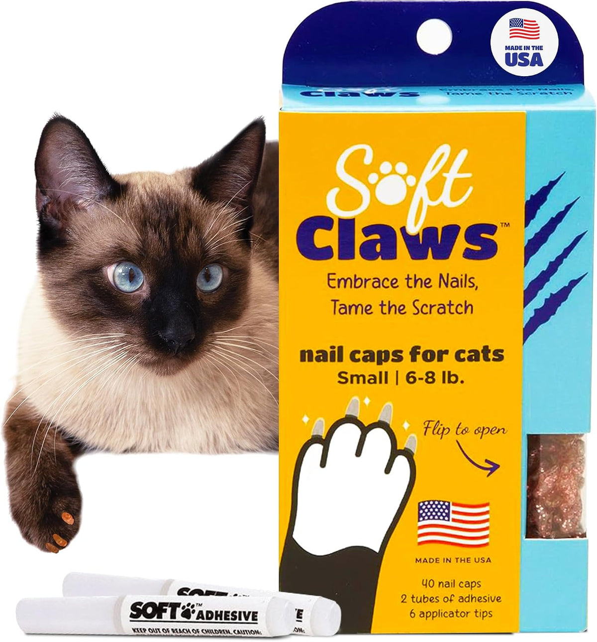 Soft Claws Nail Caps for Medium Cats, 40 Caps - Pink Sparkle / Small