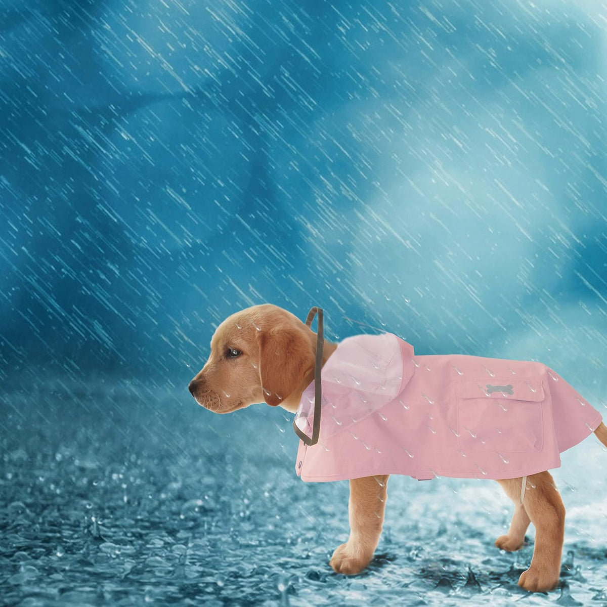MAMORE Dog Raincoat Waterproof Reflective Adjustable Pet Rain Jacket - Large: 22-37lbs / Pink - image 3