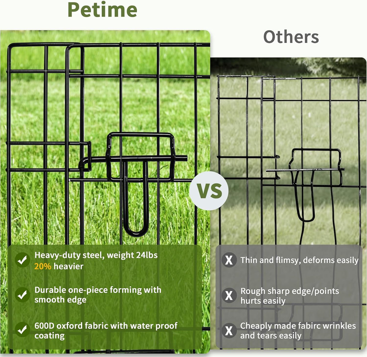 Foldable Metal Dog Exercise Pen/Pet Puppy Playpen Kennels Yard Fence - Tan / 36''H / Playpen+Bottom Pad - image 4