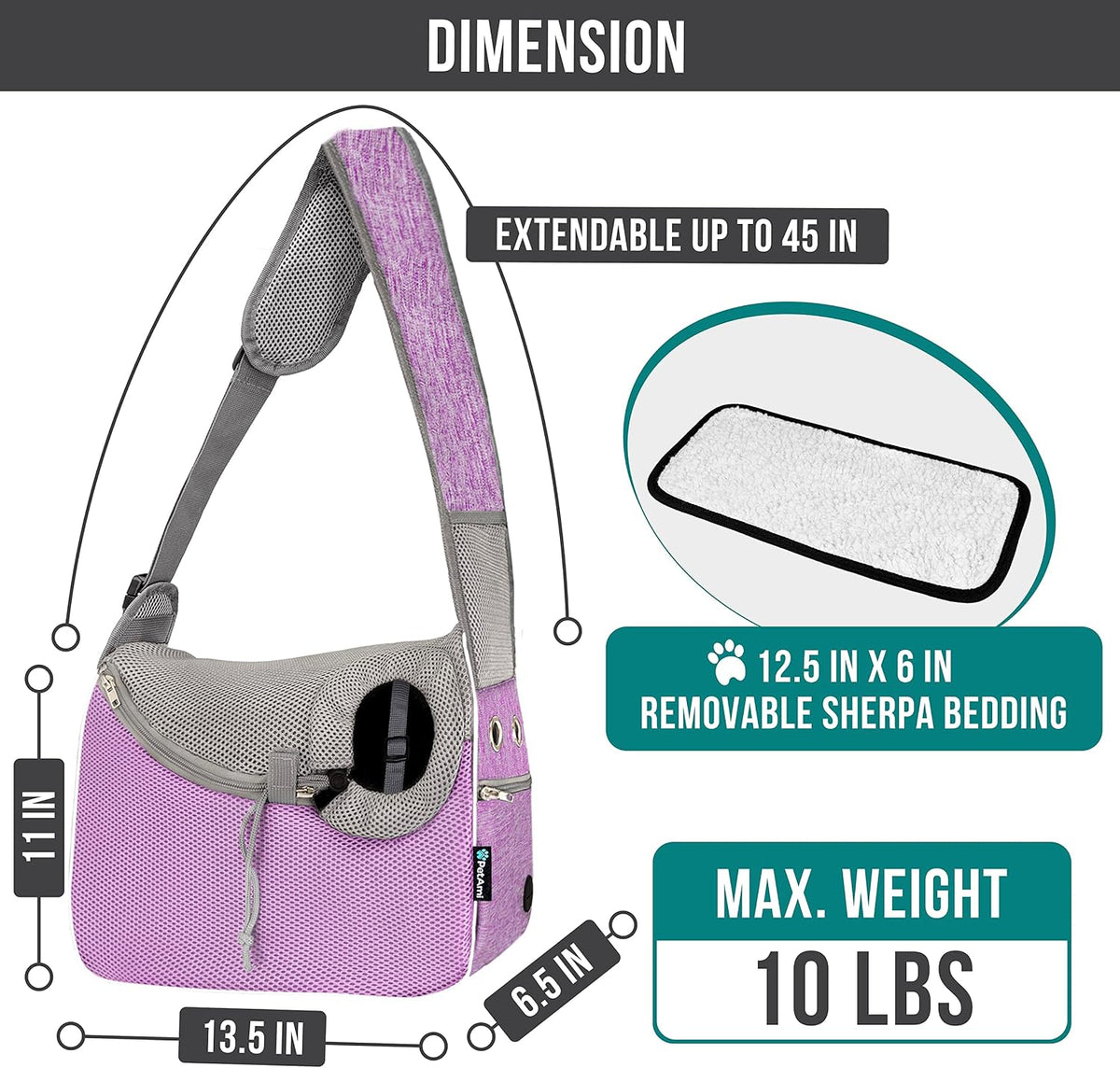 PetAmi Dog Sling Carrier for Small Dog - Purple - image 2