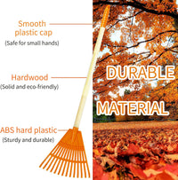 POMIKU kids rakes, four orange child size leaf rakes with wooden handles - view 3