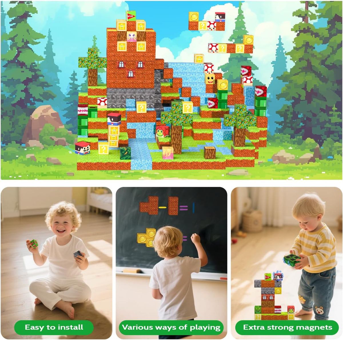 SSAWER 48 piece magnetic blocks travel set with colorful building cubes - view 29