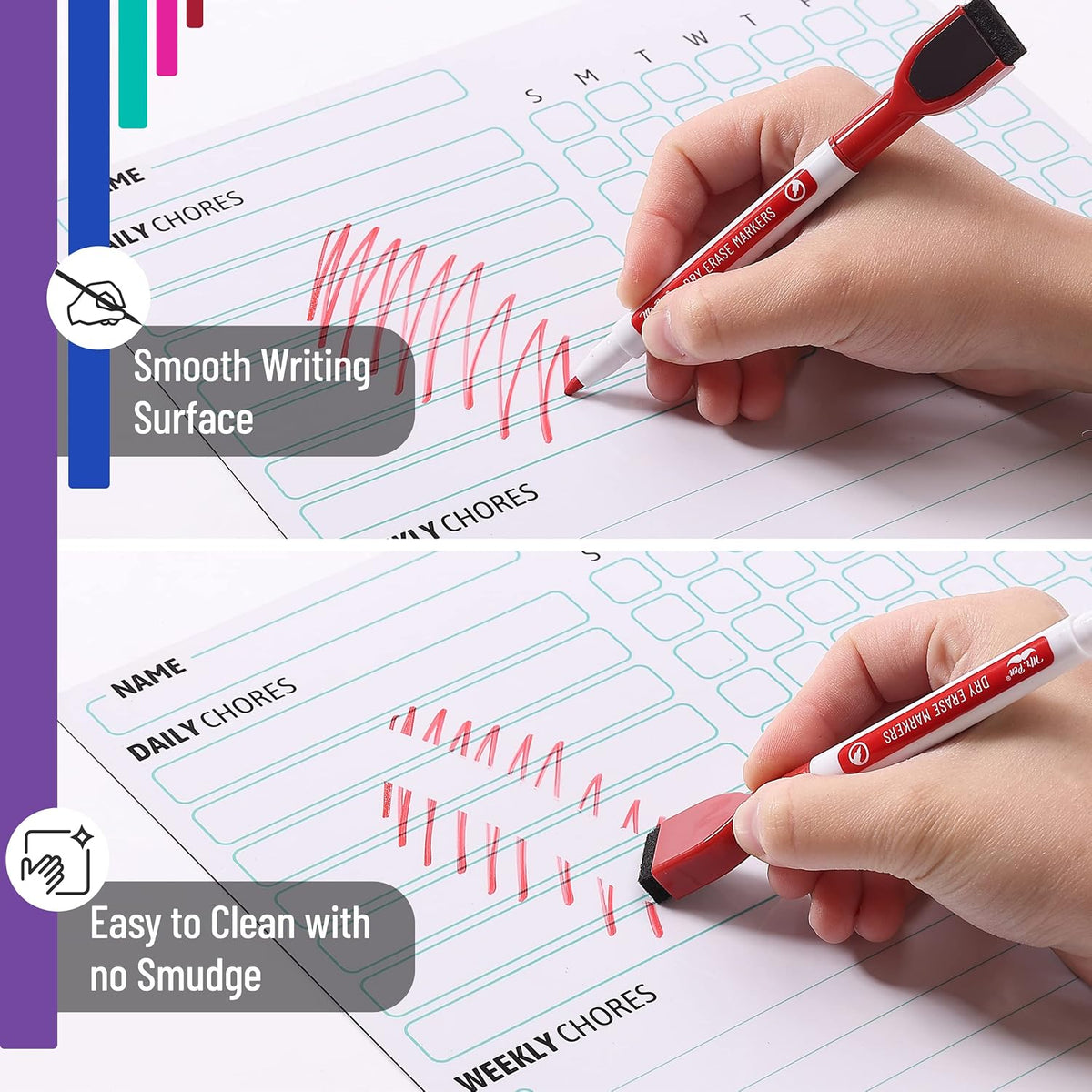 Mr. Pen, Magnetic Dry Erase Chore Chart for Fridge, 10"x10" - White - image 4