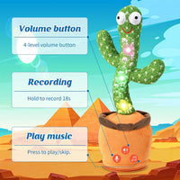 TWORIVER Adjustable Volume Dancing Talking Cactus Toy for Baby - Rechargeable-Green - image 2