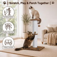34-Inch Tall Cat Scratching Post for Large Cats, Stable Base - Tan - image 3