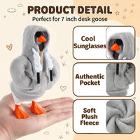 7inch Desk Goose Outfits, Mini Desktop Goose Clothes with Sunglasses & Necklaces, Brown Leopard - Grey / 7 Inch - image 3