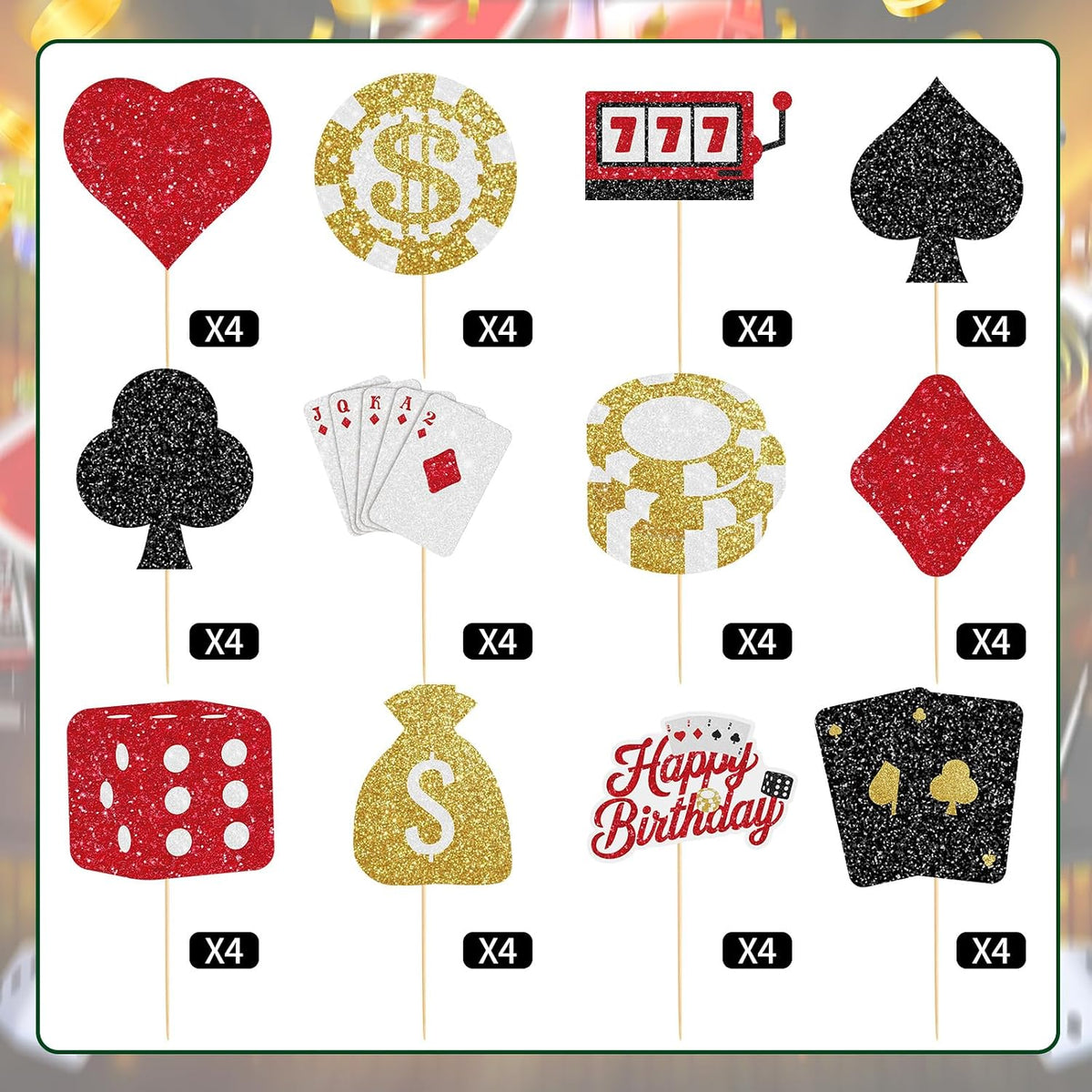 Adecortalk fall cupcake toppers, 48 glitter pumpkin, leaf and turkey picks in 8 designs - view 27