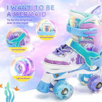 NEMONE Mermaid Adjustable Light up Roller Skates for Girls Boys – Fun for Kids & Family - A- Ocean Mermaid / Small - Little Kid - image 3
