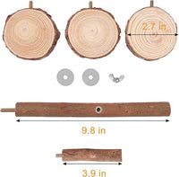 Natural Wood Bird Perch Stand Platform, Hanging Round Wooden Rotating Platform Pet Parrot Bird Cage Perches for Parakeet Parrots Cockatiel Hamster Gerbil Chinchillas(Round Platform)