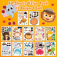 48 Fall Make-a-Face Sticker Sheets for Kids - Mixed Animals - image 2