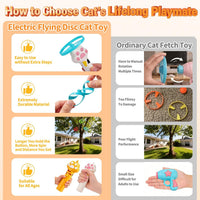Cat Toy Disc Launcher, Rechargeable Interactive Cat Fetch Toy Launcher with 8 Flying Discs, Flying - White - image 2