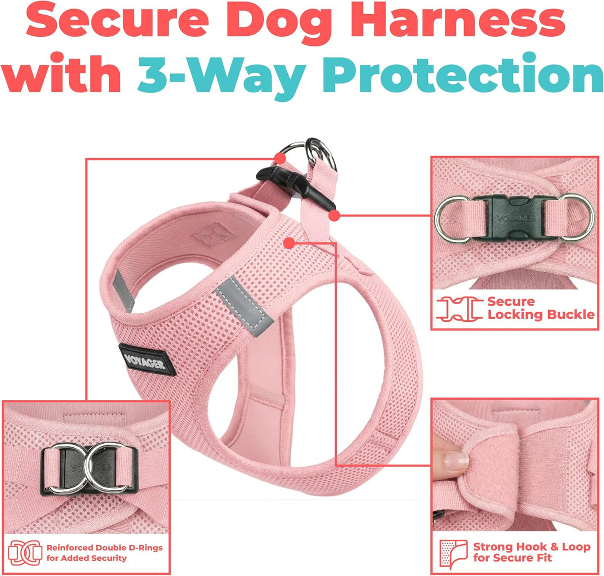 Voyager Step-in Air Dog Vest Harness - Pink / XS (Chest: 13 - 14.5") - image 2