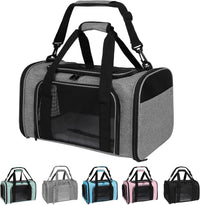 Cat Dog Carriers Soft-Sided - 17.0"L x 11.0"W x 11.0"H / grey&black