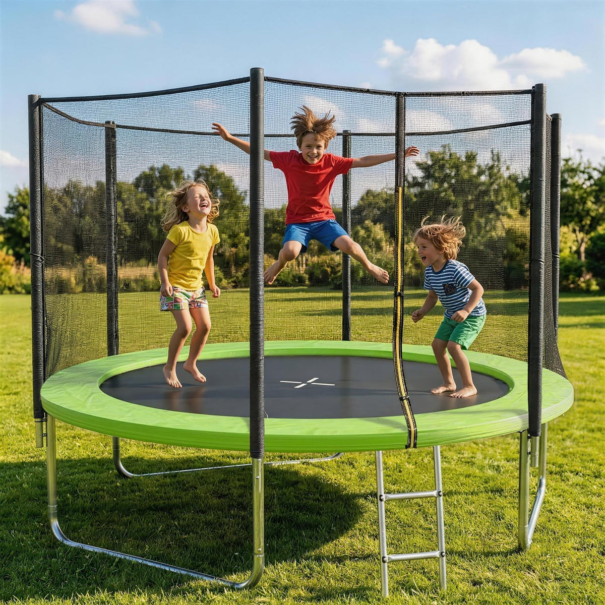 SKOK Trampoline for Kids,400LBS Outdoor Trampoline with Net-ASTM Approved Trampoline for Children - Bright Apple Green / 8FT - image 2