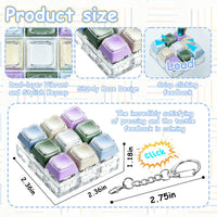 XiawaLangzhuo cat paw keyboard fidget toy, 9-in-1 clicker keychain in white and purple - view 21
