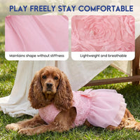 ASENKU Dog Dress Pet Wedding Dress Puppy Birthday Party Outfit - Pink / Large - image 3