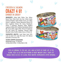 Weruva B.F.F. OMG - Best Feline Friend Oh My Gravy! Grain-Free Wet Cat Food Cans, Crazy 4 U! Chicken & Salmon, 5.5-Ounce Can (Pack of 8)