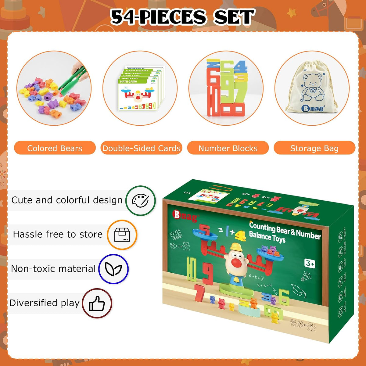 Bmag Counting Bears with Matching Sorting Cups - 30 Bear（With Scale） - image 4