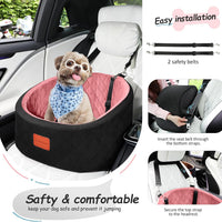 Lealchum Dog Car Seat for Small Dogs Up to 30 Lbs with 2 Safety Dog - Black/Pink / Small - image 4