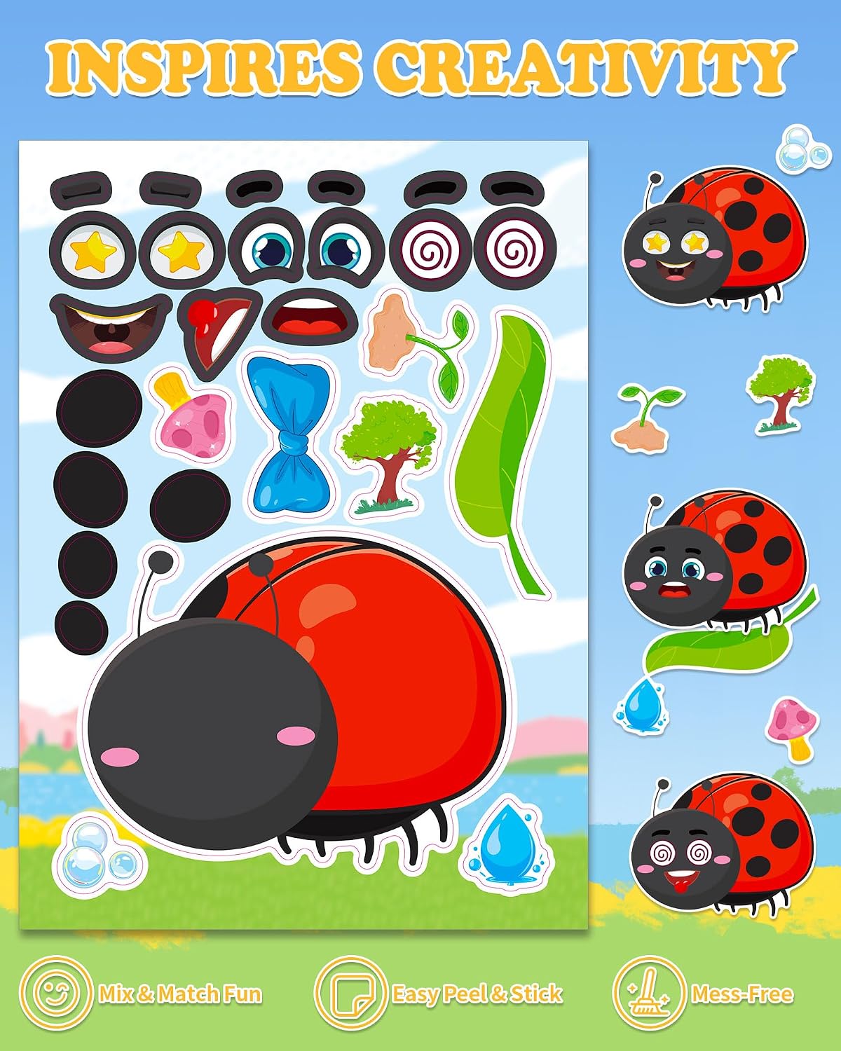48 Fall Make-a-Face Sticker Sheets for Kids - Spring Garden - image 3
