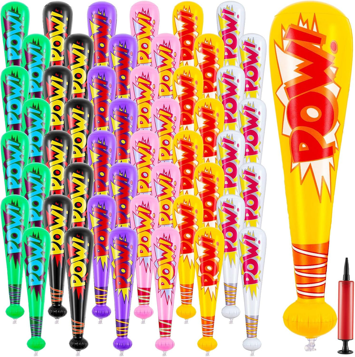 WILLBOND 18 pack 17 inch inflatable baseball bats in red, pink, blue and light blue with pump - view 8
