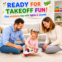 Wanborns kids airplane toy, wooden mini airliner with sound and light - view 5