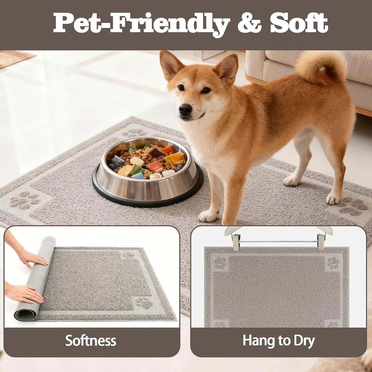 Darkyazi Pet Feeding Mat Large for Dogs and Cats - Gray Sand - image 4
