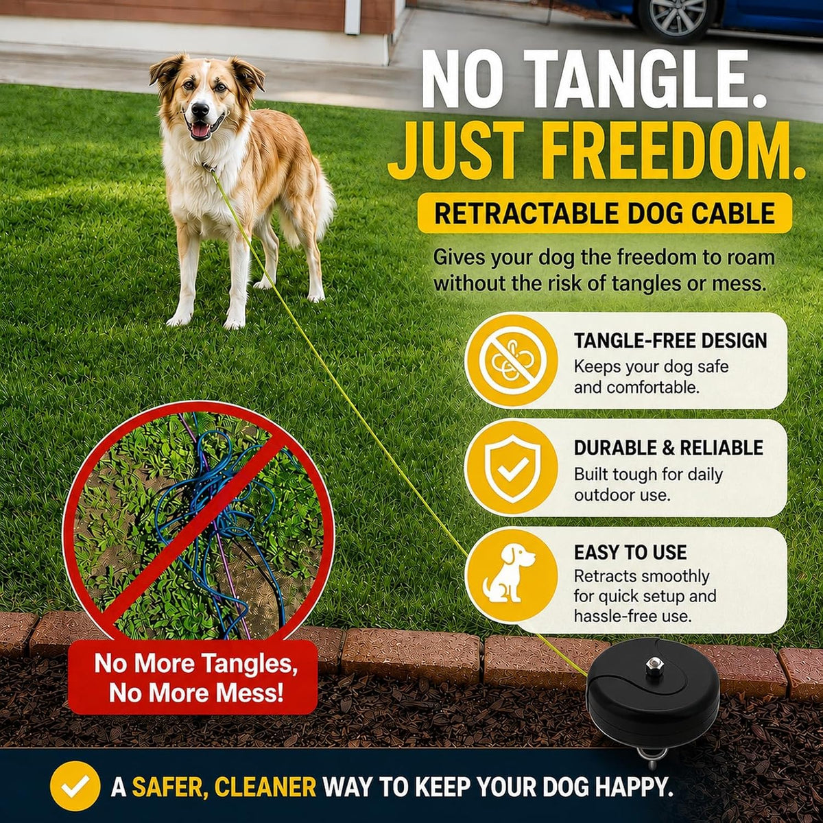 30ft Retractable Dog Tie Out Cable and Stake - image 4