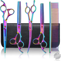Professional Dog Grooming Scissors Set - 7 Inch (Pack of 5) / Rainbow