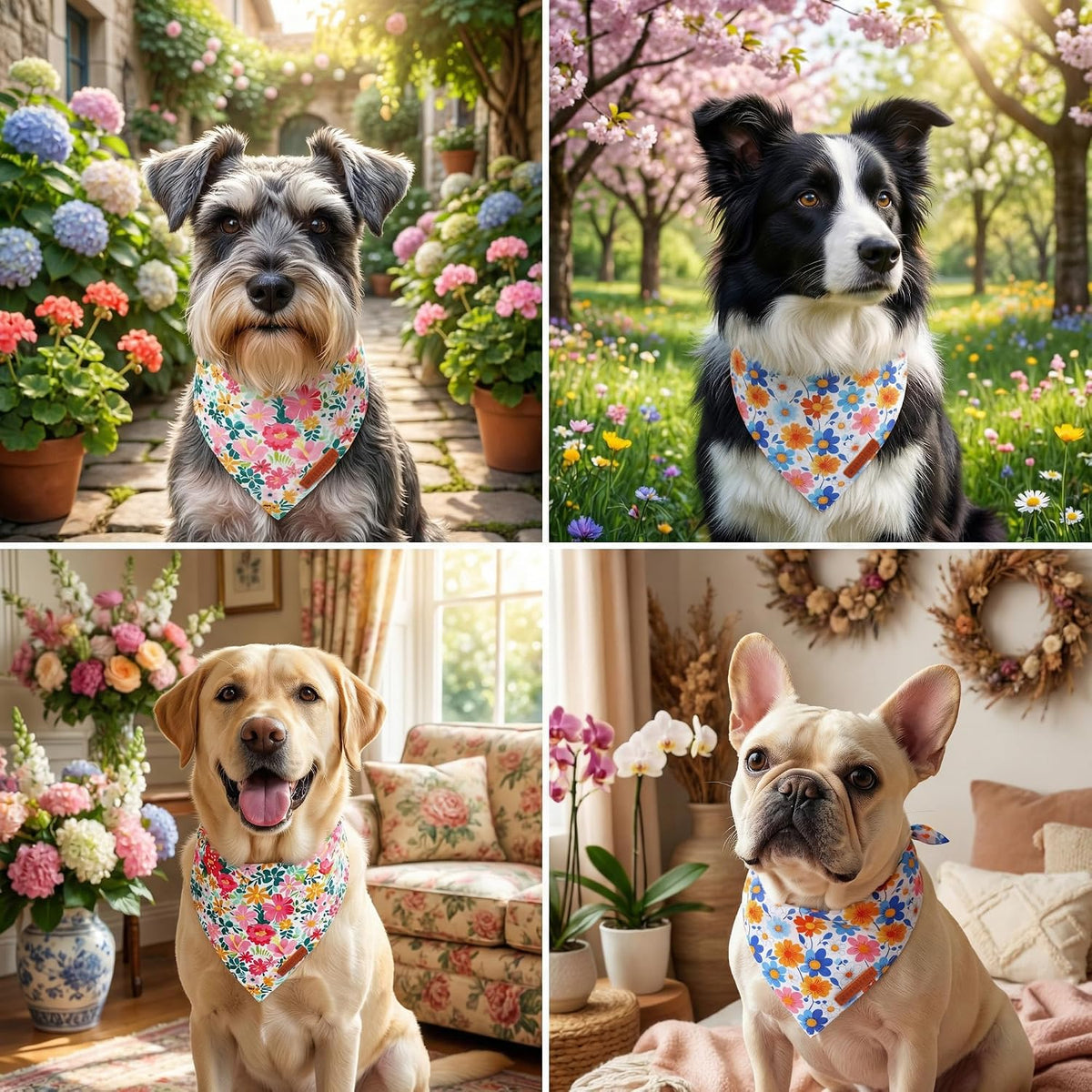 ADOGGYGO Pink Halloween Dog Bandanas Girl - Small / Floral - image 2