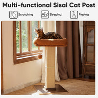 FUKUMARU Retro-Style Cat Scratching Post with Perch for Indoor Adult - Brown - image 2