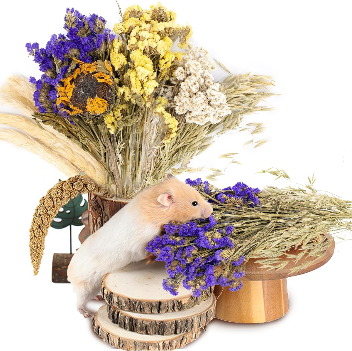 Natural Ear of Grain Flower&Herb Bedding Mate Habitat Decor - Flower Style