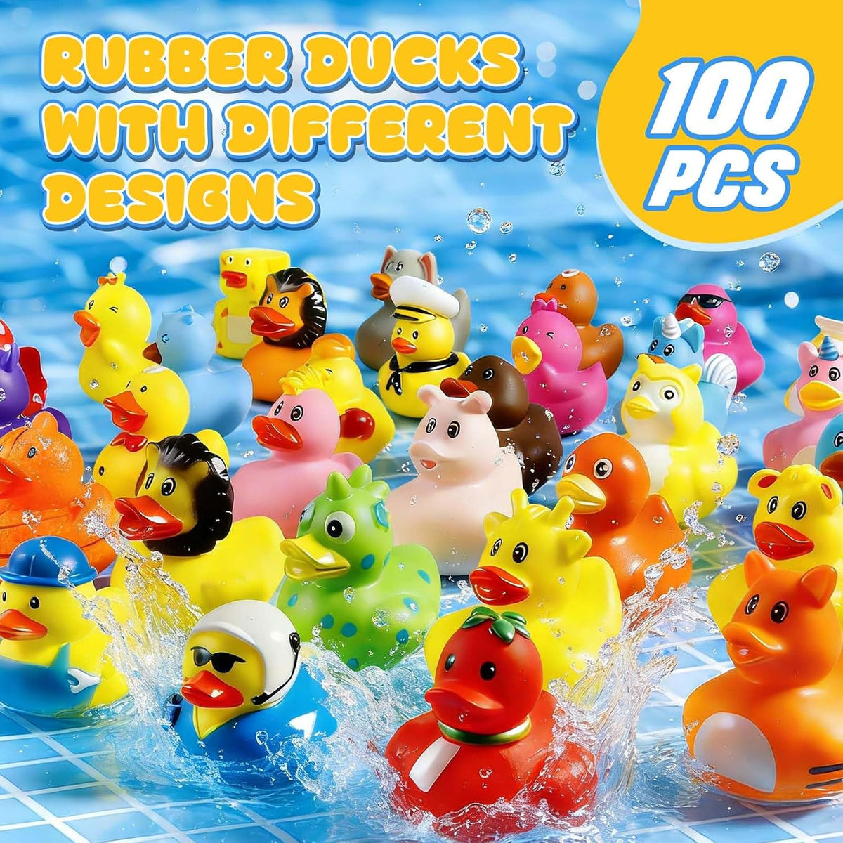 Tiaxidex 100 assorted 2 inch mini rubber ducks in bulk with mixed designs - view 7