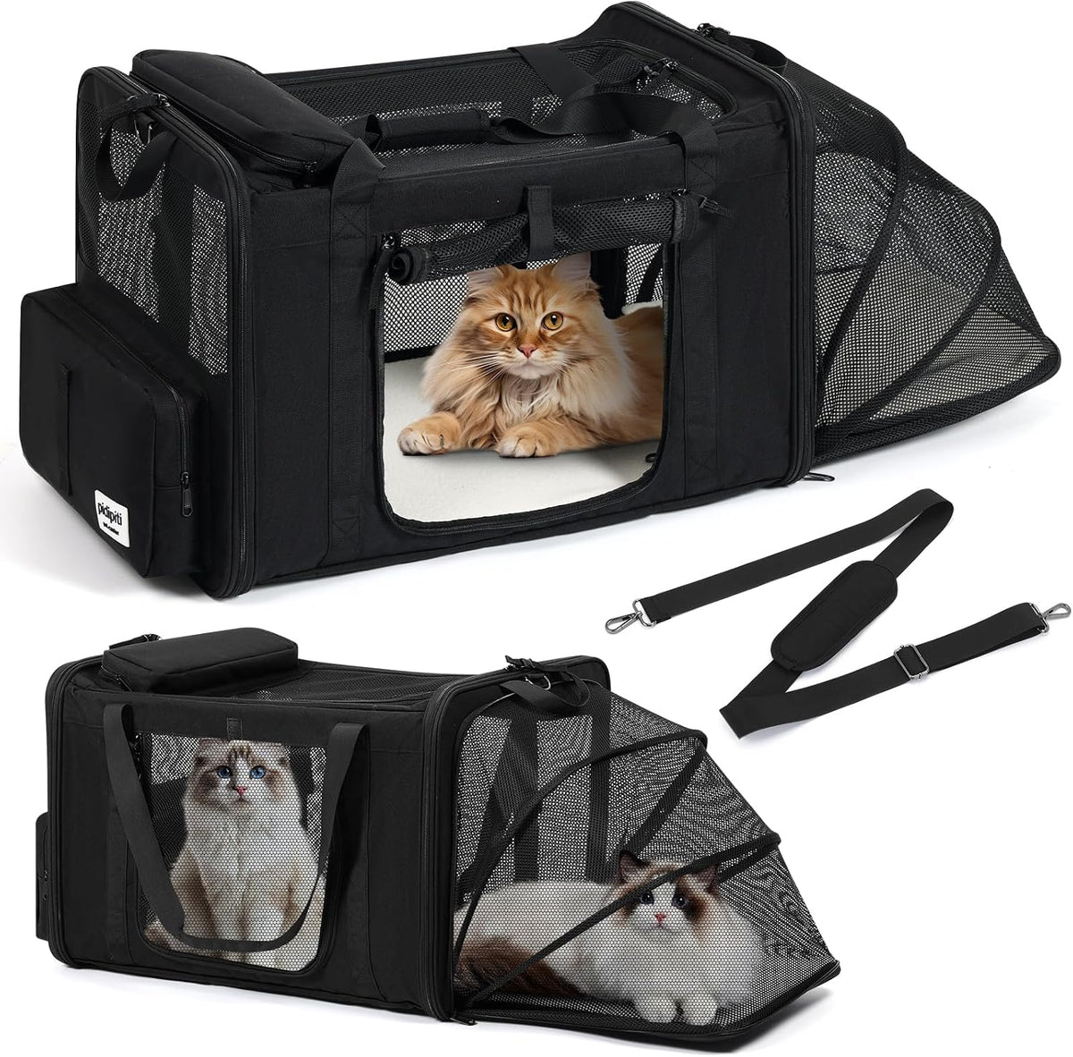 25x17x17 Extra Large Expandable car cat Carrier with a Litter Box – Essentials for Cats - 25.5"L x 17.0"W x 17.0"H / No litter box